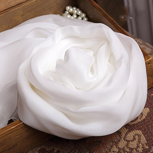 Pañuelo de Seda Pura Hangzhou Blanco Natural - Image 3
