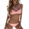 Bikini Bandage Rosa con Cortes Estratégicos - Traje de Baño Sexy Halter