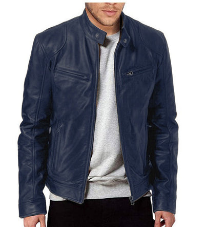 Chaqueta de Cuero para Hombre con Cuello Alto Estilo Punk - Image 10