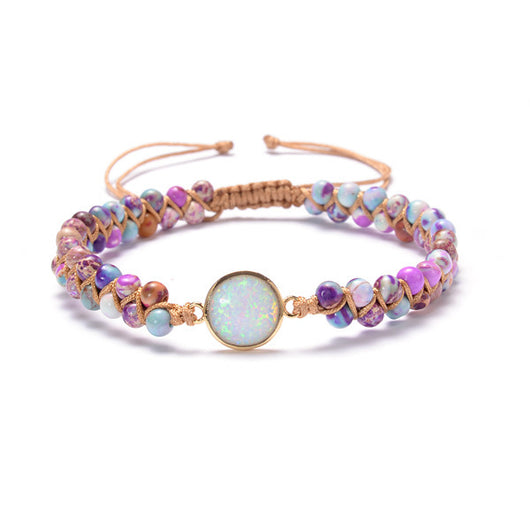 Pulsera de Piedras Naturales Amatista y Ópalo - Brazalete Trenzado Bohemio para Yoga y Amistad - Image 7