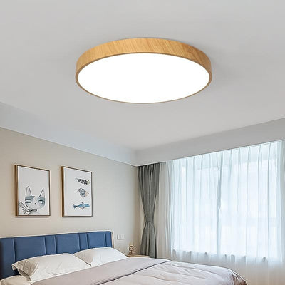 Lámpara de Techo LED Minimalista Estilo Chino Contemporáneo con Textura de Madera - Image 3