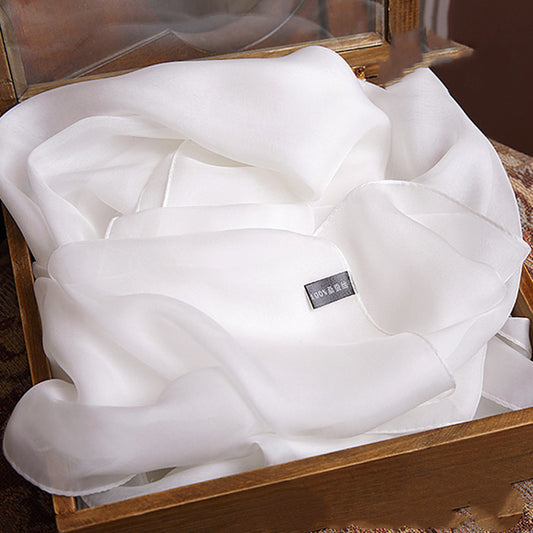 Pañuelo de Seda Pura Hangzhou Blanco Natural - Image 2