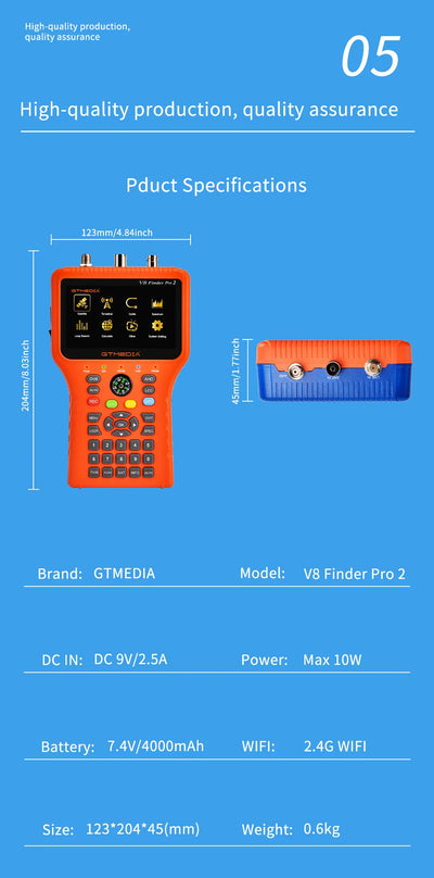 Buscador de Satélite V8 Finder Pro2 - Medidor DVB-S2/S2X/S2ST2/TC - Image 9