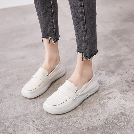 Zapatos Blancos de Cuero Británico con Suela Flexible - Estilo Versátil - Image 14
