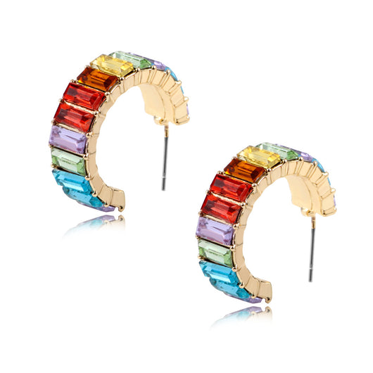 Aretes en Forma de C con Cristales Multicolores - Image 32