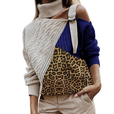 Suéter Mujer Invierno Estampado Leopardo con Costuras Decorativas - Image 14