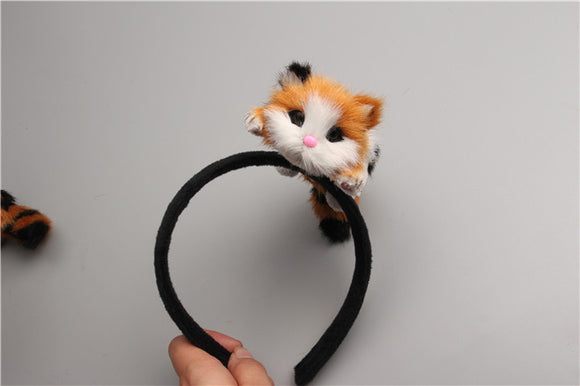 Diadema de Gato Felpa para Niñas - Accesorios Festivos Adorables