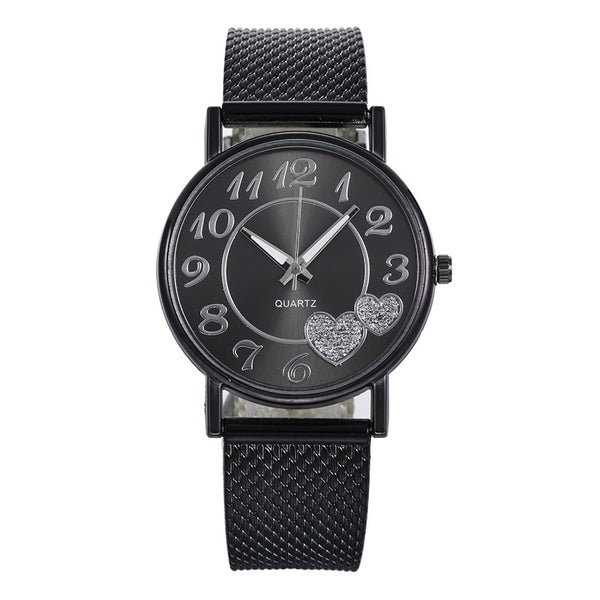 Reloj de Pulsera Dama Malla Dorada con Diseño de Corazón - Image 5