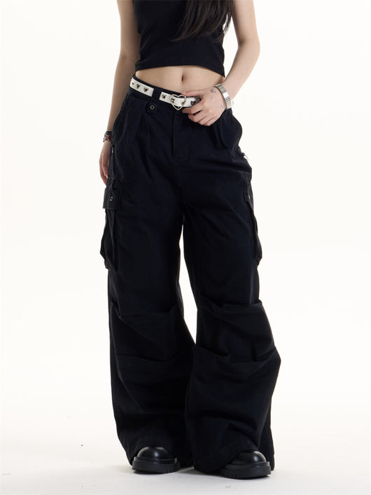 Pantalones Cargo Retro Americano Multi-bolsillos para Mujer - Image 11