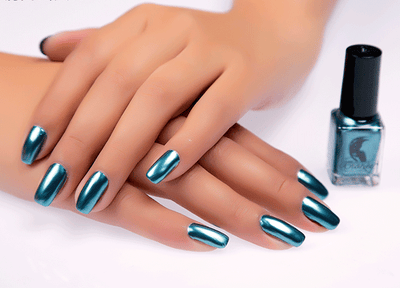 Esmalte de Uñas Espejo Plateado en Acero Inoxidable