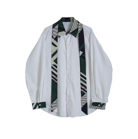 Camisa suelta casual con corbata integrada - Image 5
