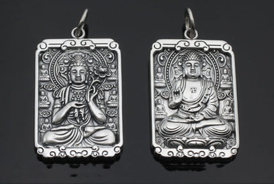 Colgante Buda Natal Cuadrado de Plata Tailandesa Retro Personalidad - Image 3