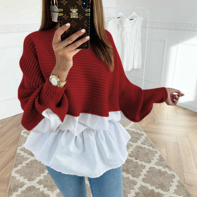 Blusa Elegante con Combinación de Colores en la Cintura y Mangas Largas - Image 18