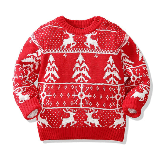 Suéter Infantil Jacquard Doble con Diseño Copo de Nieve