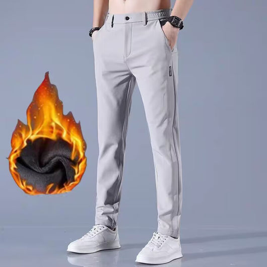 Pantalones Casuales Elásticos para Hombre con Forro Polar y Tela Ice Silk - Image 10