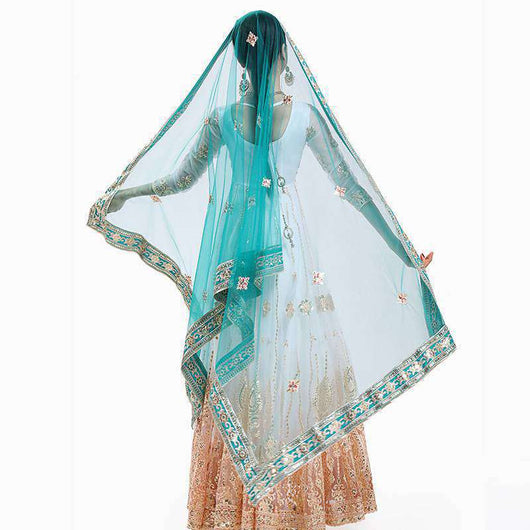 Pañuelo Sari Indio Georgette con Bordado en Malla - Estilo Exótico Dubada - Image 9