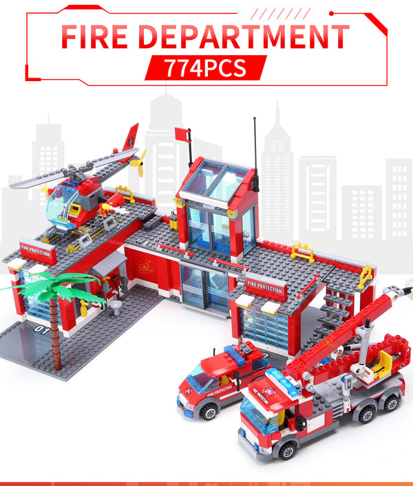 Set de Construcción Estación de Bomberos con Camión y Bloques Educativos