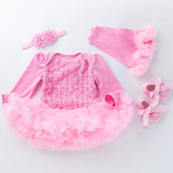 Vestido Romper de Manga Larga Rose Compuesto para Bebé - Image 4
