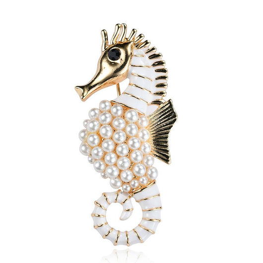 Broche de Caballito de Mar en Perla y Diamantes de Lujo - Image 8