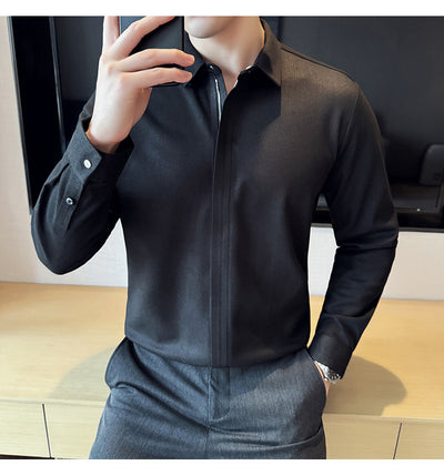 Camisa Manga Larga Ajustada con Diseño de Cierre y Rayas Elásticas - Image 34