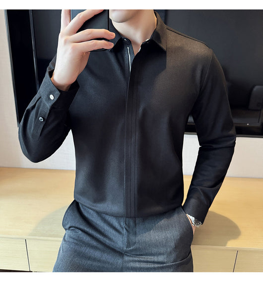 Camisa Manga Larga Ajustada con Diseño de Cierre y Rayas Elásticas - Image 34