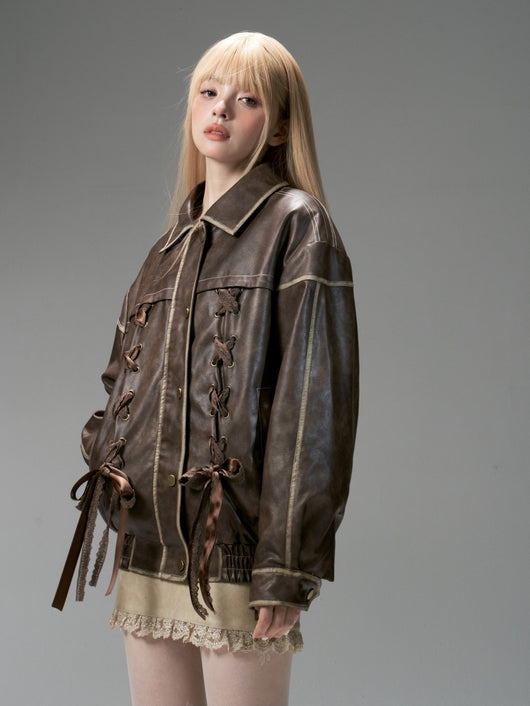 Chaqueta de Piel Teñida y Lavada al Agua - Image 5