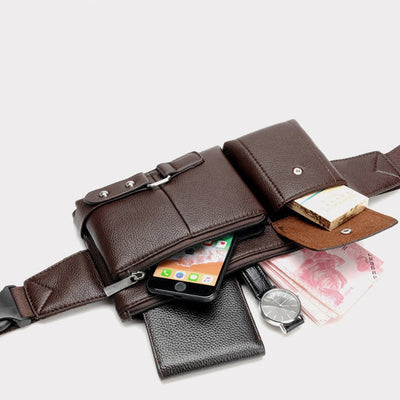 Bolsa de Cintura para Hombre de Cuero PU Color Sólido - Riñonera de Viaje - Image 2