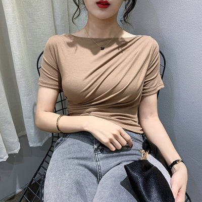 Blusa Slim Fit con Pliegues y Cuello Tortuga Corto - Image 4