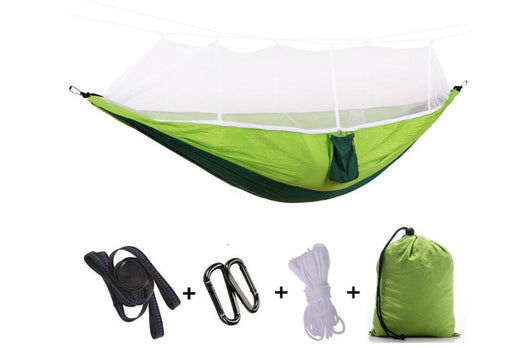 Hamaca Camping Doble con Red Antimosquitos - Paracaídas Portátil Verde Militar - Image 27