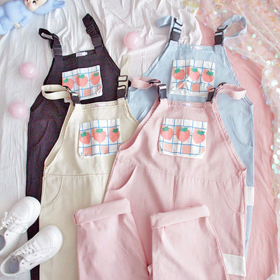 Jumpsuit Femenino Japonés Talle Alto con Estampa de Fresa - Image 2