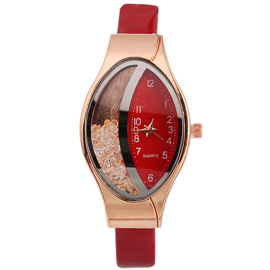 Reloj de Mujer Forma Ojo Cuarzo con Correa Quicksand y Perlas Giratorias - Image 16