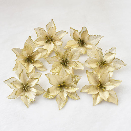 Flor Navideña Dorada de 13cm con Tres Capas - Image 16