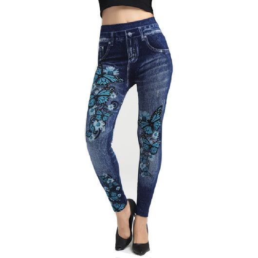 Leggings Estilo Denim con Estampado de Mariposas - Image 2