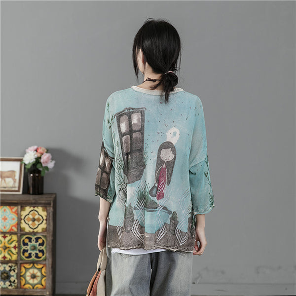 Camiseta Suelta Estampada