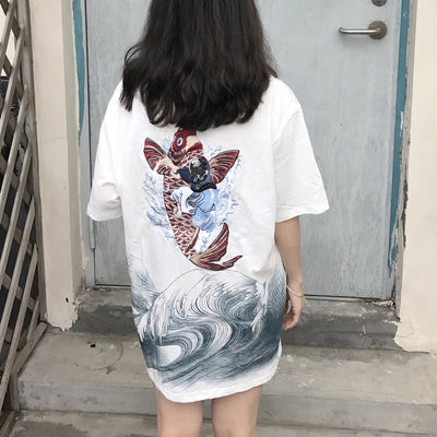 Camiseta Dragón Carpa Bordado Chino - Manga Corta - Image 6