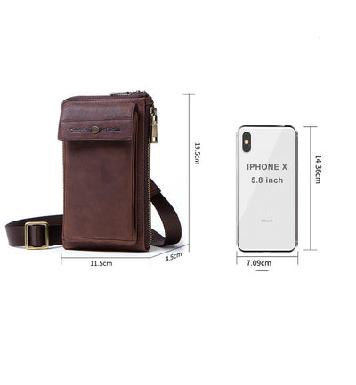 Bolsa Vintage para Celular en Cuero Crazy Horse - Estilo Retro para Hombre - Image 3