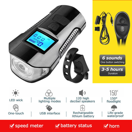 Luz Frontal para Bicicleta Resistente al Agua con Carga USB