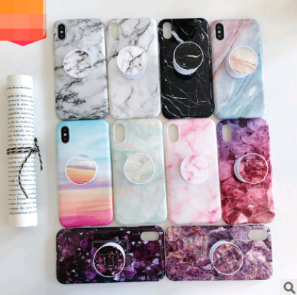 Funda iPhone Retro Mármol Floral con Soporte Telescópico