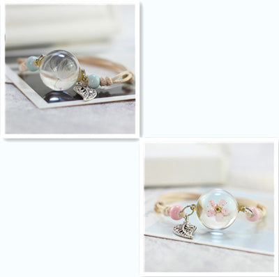 Pulsera Esfera de Cristal con Flores Secas - Diente de León y Estrellas - Image 15