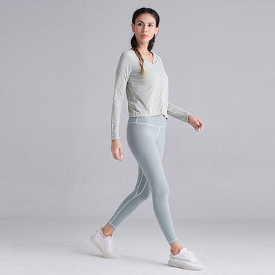 Ropa de Yoga Deportiva de Algodón y Lino de Manga Larga - Image 3