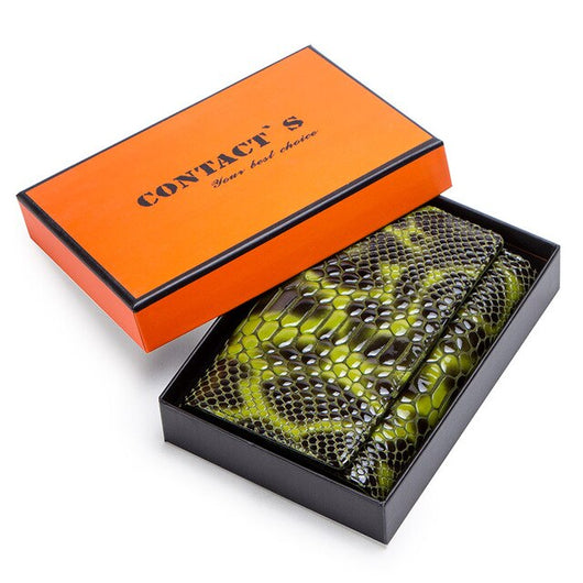 Billetera de Lujo Pochette Mujer Cuero Genuino Patrón Serpiente Cartera Larga - Image 6