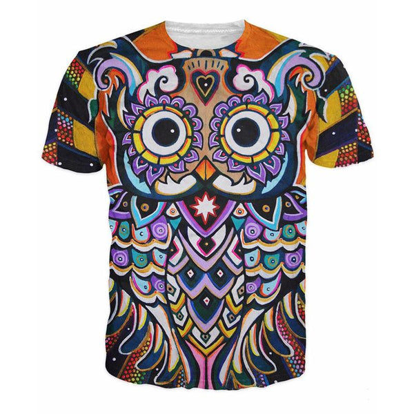 Playera Unisex Estampado 3D Búho Psicodélico Anime - Envío Gratis