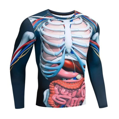 Playera con Estampado 3D de Esqueleto y Órganos Internos para Hombre - Image 2