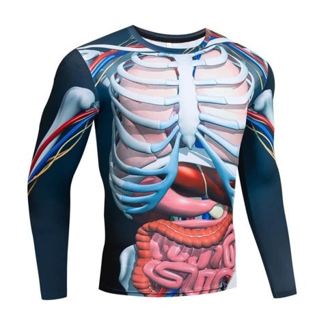 Playera con Estampado 3D de Esqueleto y Órganos Internos para Hombre - Image 2