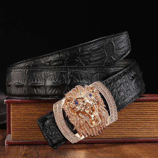 Cinturón de Cuero para Hombre con Hebilla Lion - Piel de Vaca Premium