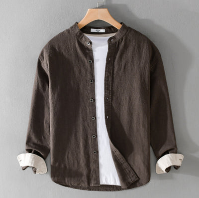 Cardigan de Lino para Hombre con Cuello Mao de Manga Larga - Image 8