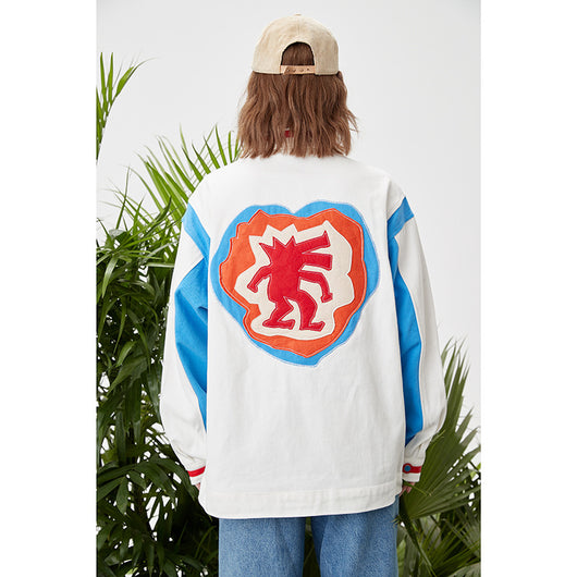 Chaqueta Suelta con Solapa Bicolor para Hombre - Image 5