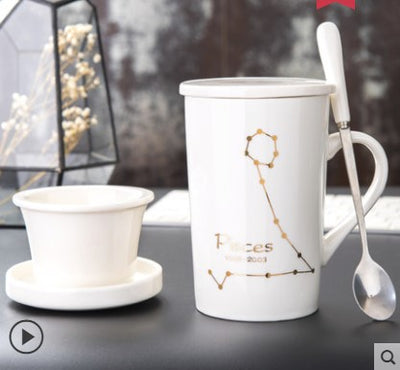 Taza de Cerámica Creativa con Tapa, Cuchara y Filtro para Té - Image 4