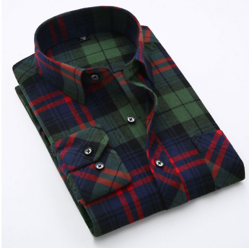 Camisa de Algodón a Cuadros para Hombre Talla Grande - Manga Larga Clásica - Image 8