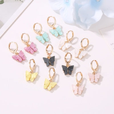 Aretes Mariposa Acrílicos Multicolores para Mujer